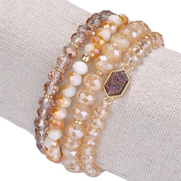 Color: SWEET CHAMPAGNE - Arm Candy Natural Stone And Glass Crystal Bracelets