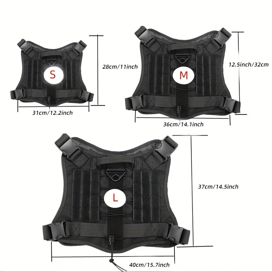 (Grey,Small)Small tactical dog harness, anti-pull dog harness with poop bag, field training dog vest, military heavy duty small dog harness