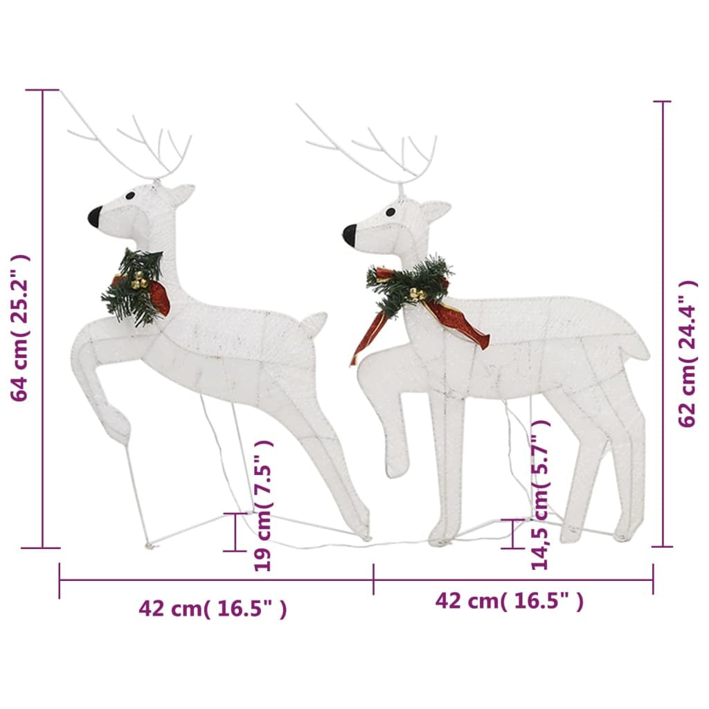 Christmas Reindeer Set of 4 White Mesh, metal Medium