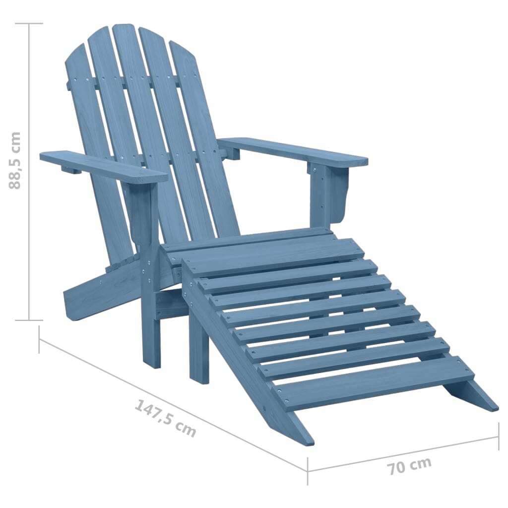 Garden Chair Blue Solid Fir Wood Standard Detachable