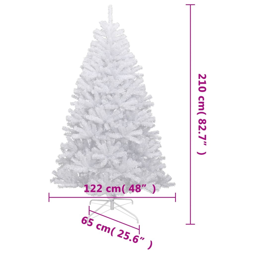 Artificial Hinged Christmas Tree White PVC 82.7 in height