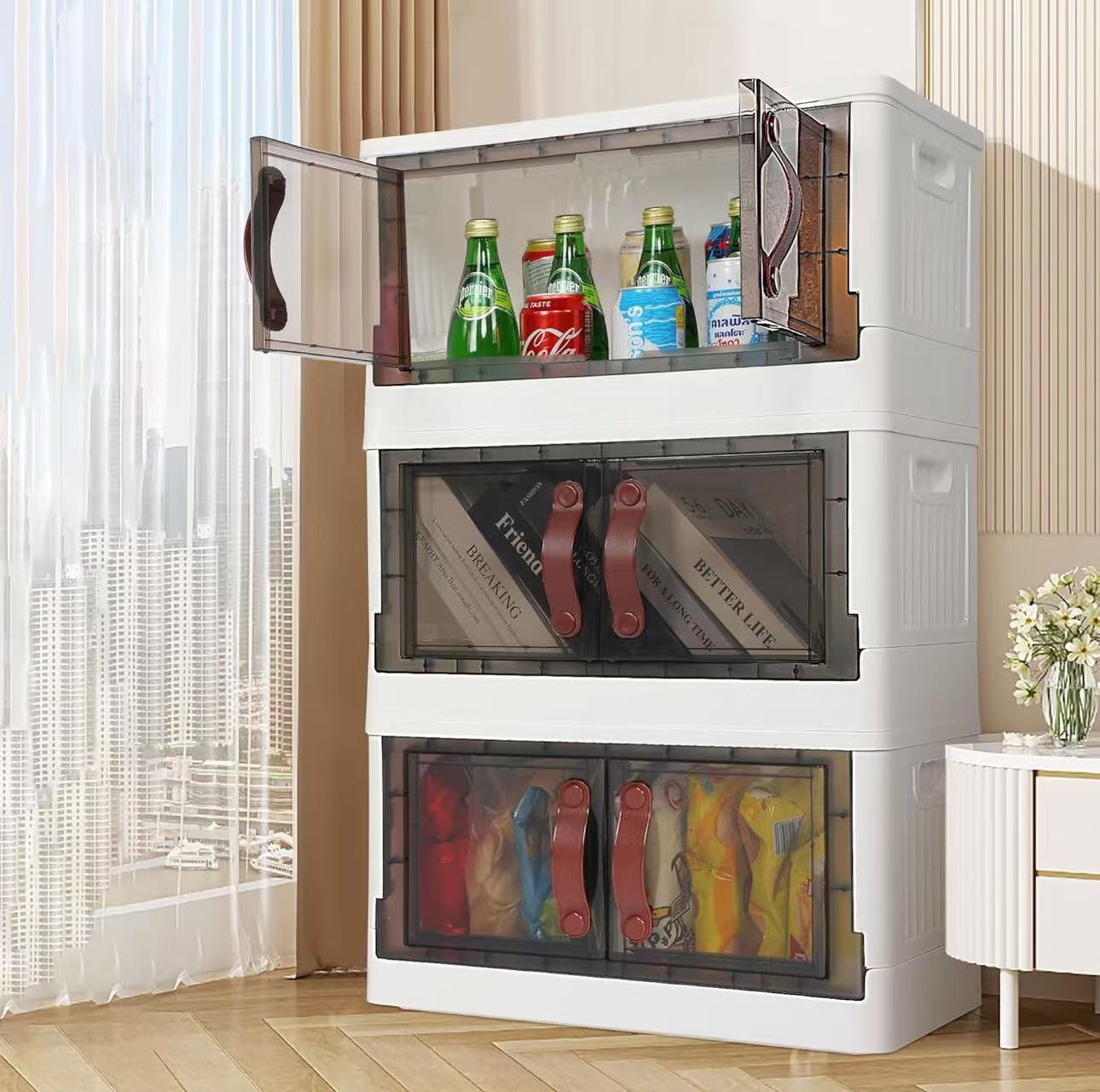 (30Gal-3 Tiers) Plastic Storage Bins with Lids, 120 Qt (30 Gal) Storage Organizer, 3 Pack Stackable Storage Bin, Foldable Plastic Storage