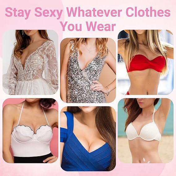 (bra pad size L) Double Sided Sticky Bra Pads Inserts - Instant Lift Push Up Sticky Bras For Women, Reusable Self Adhesive Push Up Sticky