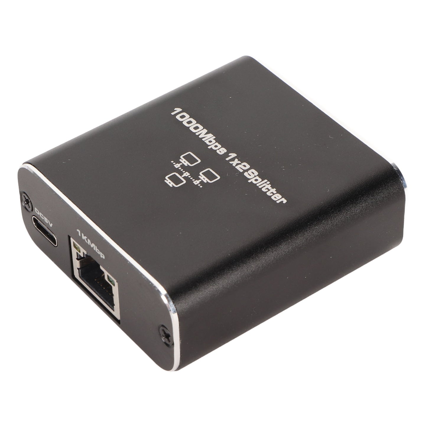 Ethernet Splitter RJ45 Network Port 1 to 2 Port Aluminum Alloy Gigabit Network Switch 1000Mbps