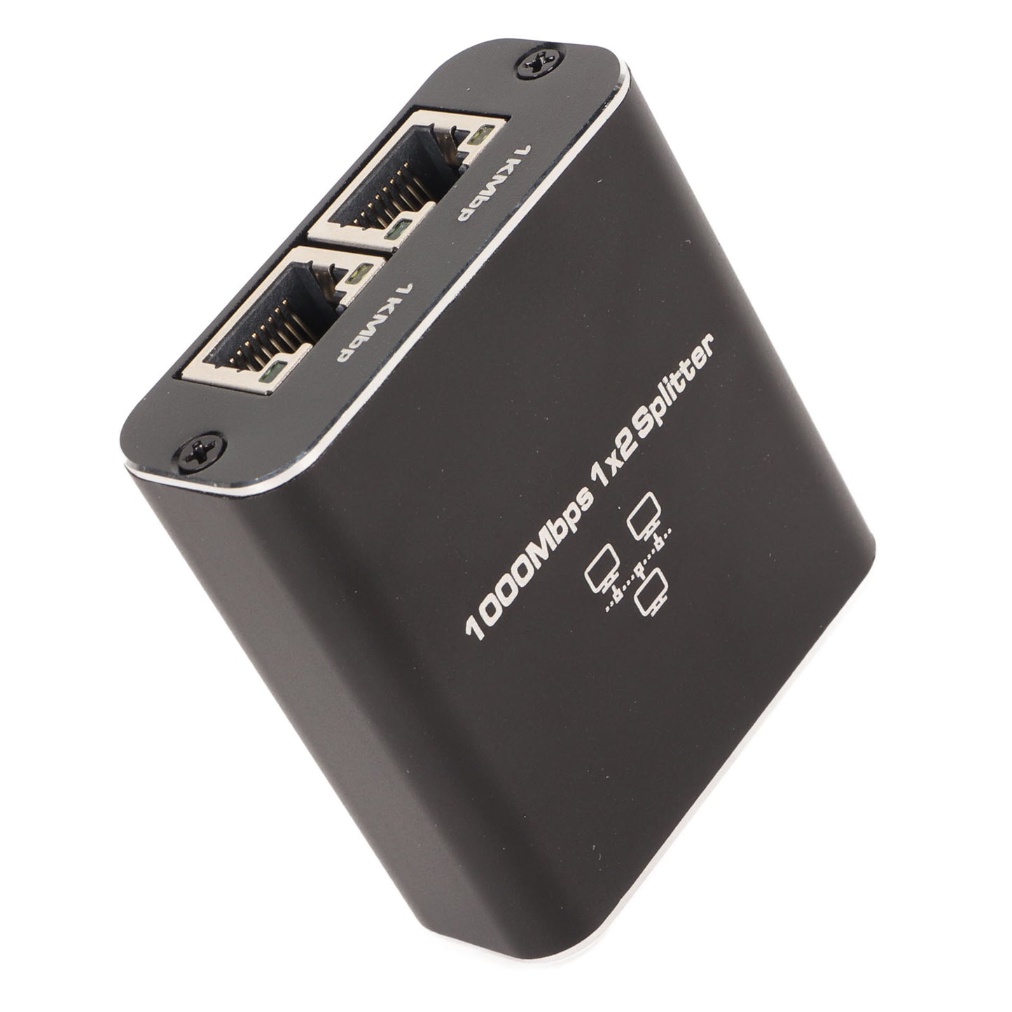 Ethernet Splitter RJ45 Network Port 1 to 2 Port Aluminum Alloy Gigabit Network Switch 1000Mbps