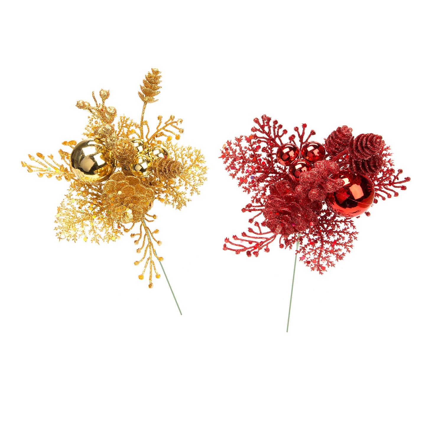 Christmas Pick Glittr Berry Cone 8 Inches