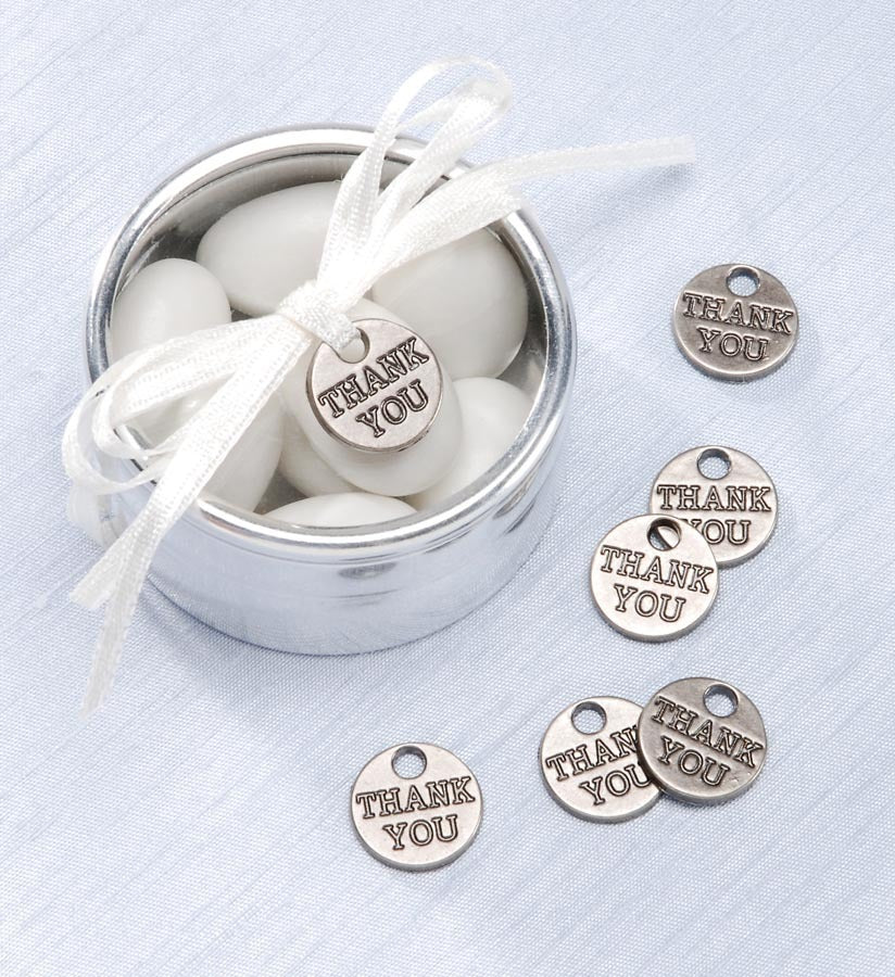 Favor Charms Thank You Round Silver 9 16 Inches