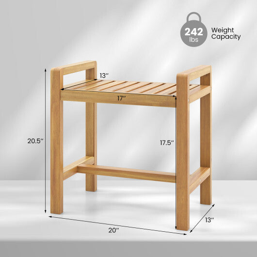 Teak Wood Shower Bench for Inside Shower Shaving Legs