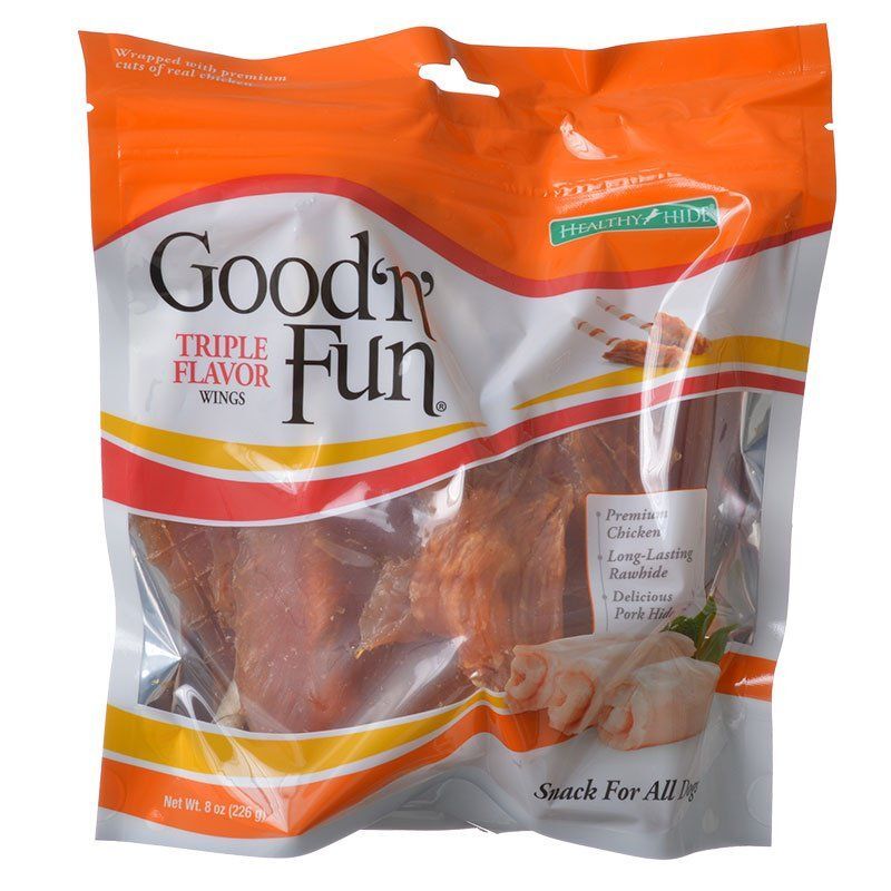 Healthy Hide Good n Fun Triple Flavor Wings Chicken Rawhide and Pork Hide