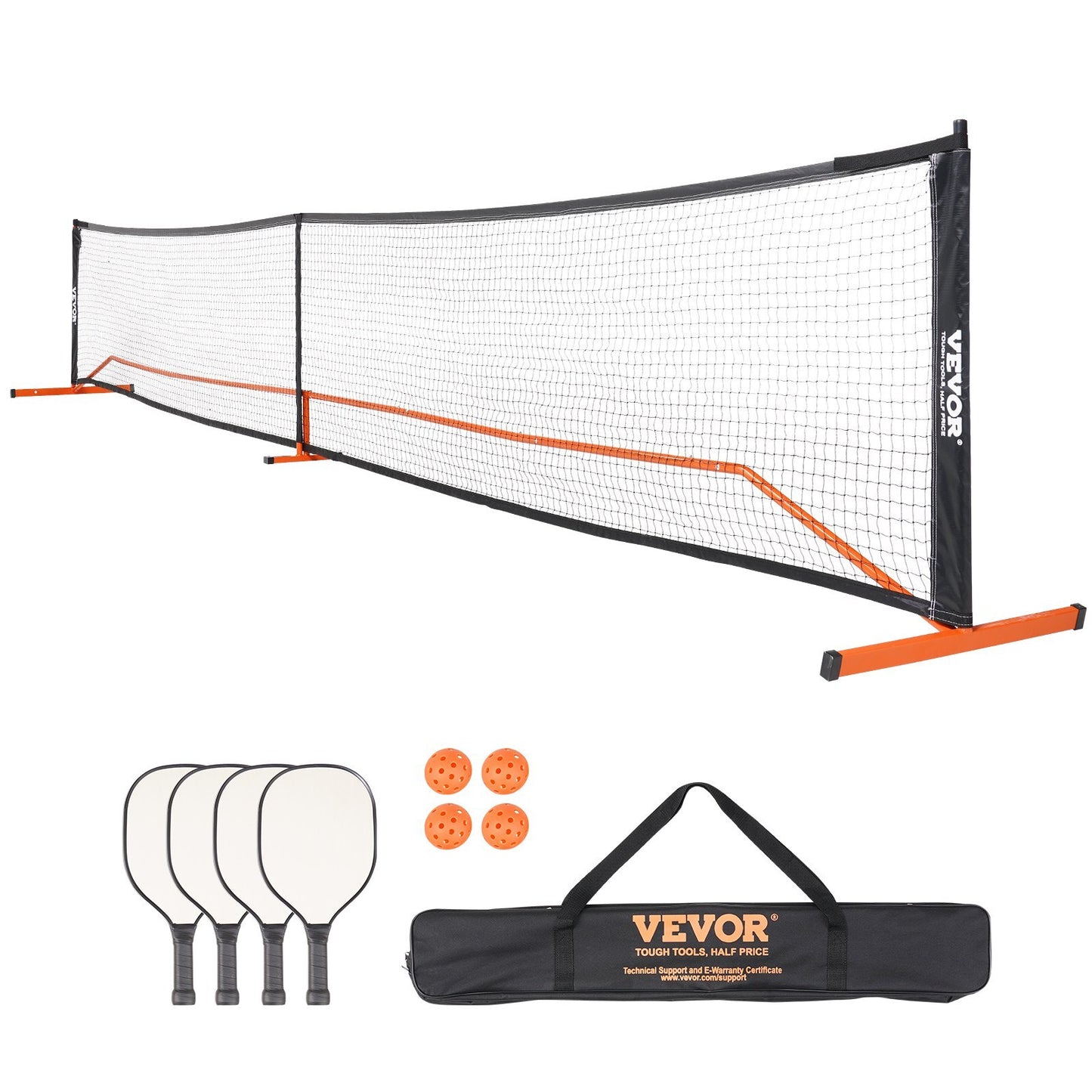 Pickleball Net Set, 22FT Regulation Size Portable Pickleball System with Carrying Bag & Balls & Paddles, Weather Resistant Steady Metal Frame & Strong PE Net, for Outdoor Backyard Driveway