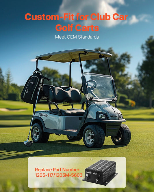 Golf Cart Speed Controller, 36V & 500A, DC Motor Controller Replacement for Club Car Golf Carts, IP65 Rated Protection, Aluminum Alloy & ABS Housing, Compatible with 1205-117/1205M-5603 Models