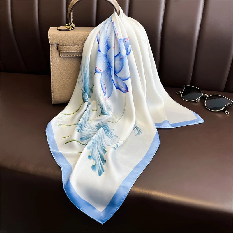 2025 New Fashion 70X70cmPrinted Women's Scarf Pashmina Silk Scarf Square Shawl Decorative Headband Neck Luxury Design Bandana - Color JNC815-01