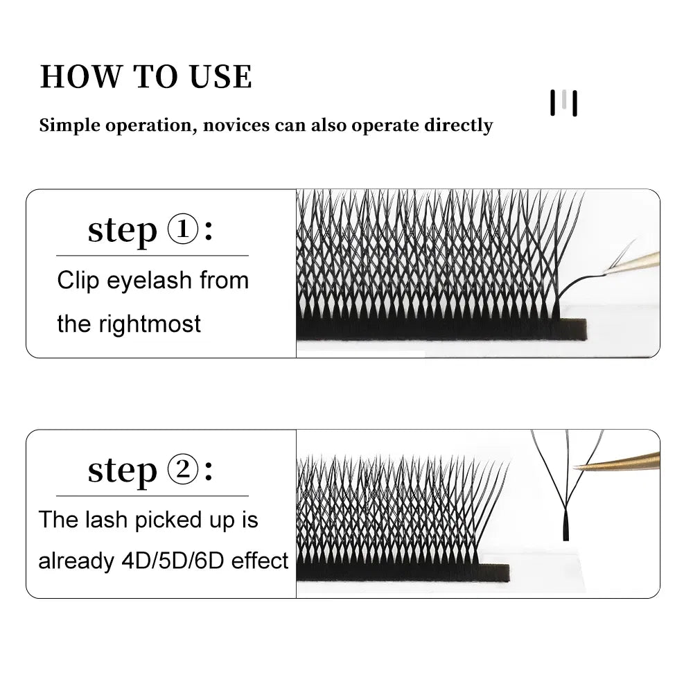 Color: Brushed Chrome, Curl: CC, Thickness: 0.07mm, Length: MIX - Yelix Cilios 5D W Shape Eyelash Extensions 4D/6D Premade Volume Fans Natural Soft Automatic Flowering Lash Makeup Supplies