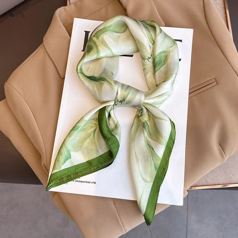 2025 New Fashion 70X70cmPrinted Women's Scarf Pashmina Silk Scarf Square Shawl Decorative Headband Neck Luxury Design Bandana - Color JNC270-01