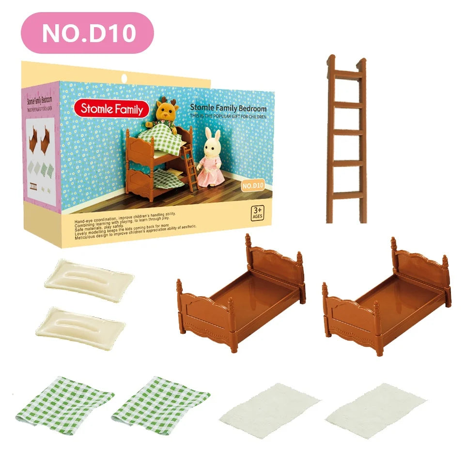 1:12 Miniature Furniture Forest Family Kitchen Toy Dining Table Dollhouse Accessories Bathroom Pretend Play For Girl Gifts Toys - Color D10