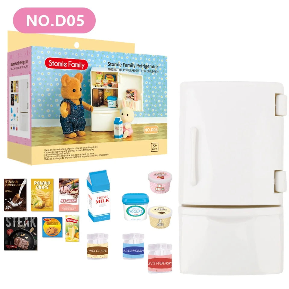 1:12 Miniature Furniture Forest Family Kitchen Toy Dining Table Dollhouse Accessories Bathroom Pretend Play For Girl Gifts Toys - Color D05