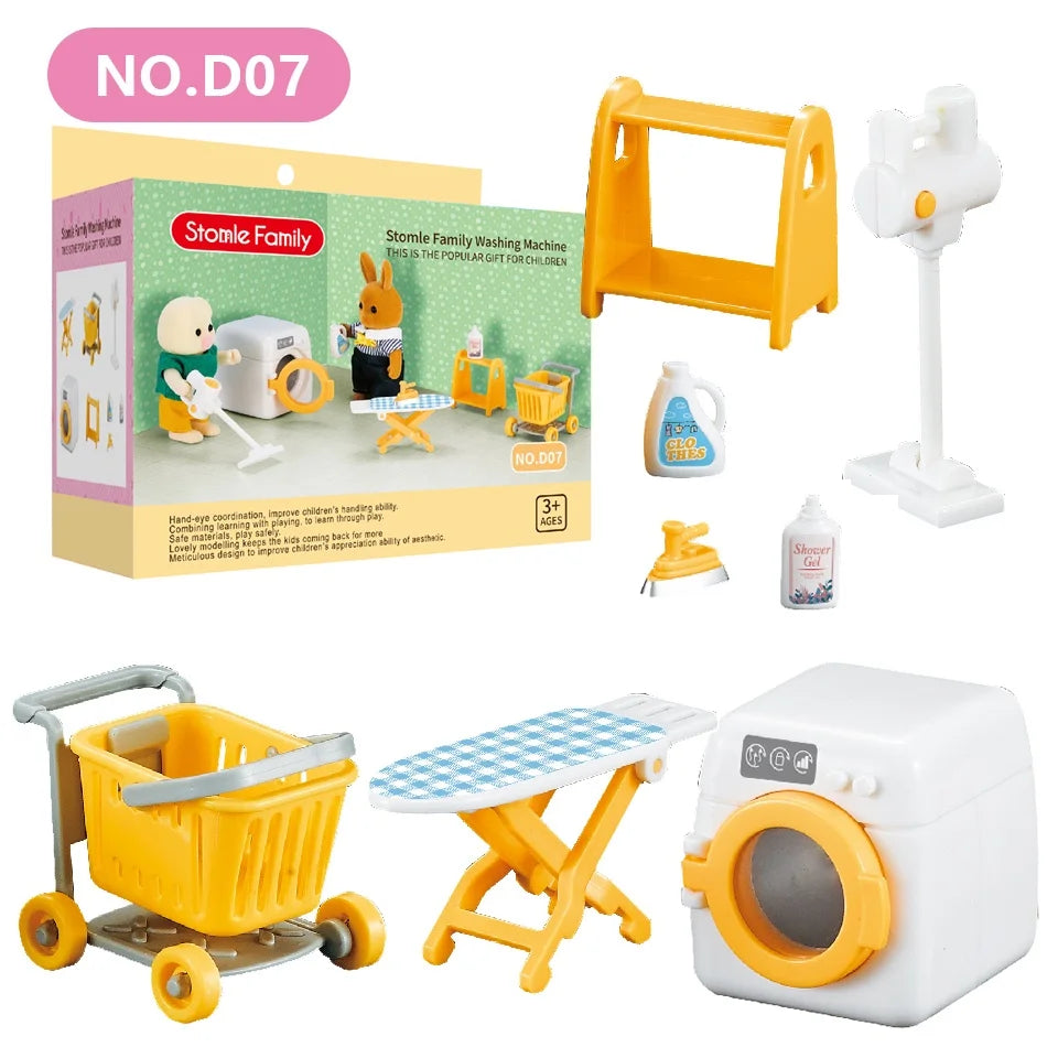 1:12 Miniature Furniture Forest Family Kitchen Toy Dining Table Dollhouse Accessories Bathroom Pretend Play For Girl Gifts Toys - Color D07