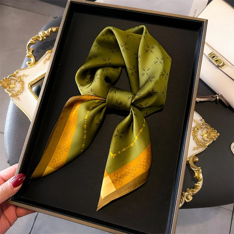 2025 New Fashion 70X70cmPrinted Women's Scarf Pashmina Silk Scarf Square Shawl Decorative Headband Neck Luxury Design Bandana - Color JNC543-01