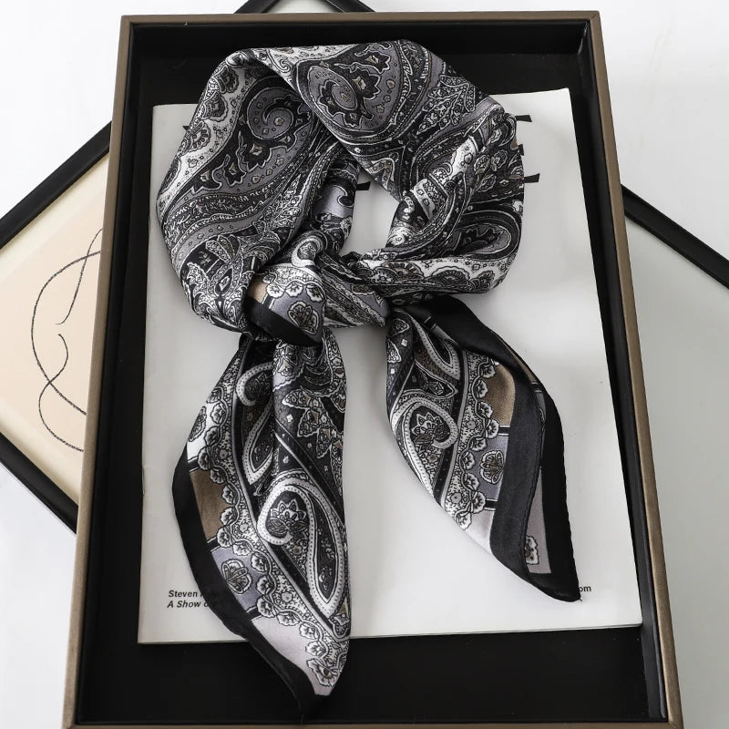2025 New Fashion 70X70cmPrinted Women's Scarf Pashmina Silk Scarf Square Shawl Decorative Headband Neck Luxury Design Bandana - Color JNC053-03