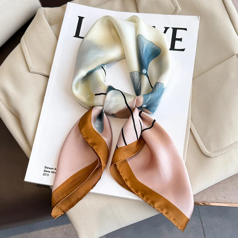 2025 New Fashion 70X70cmPrinted Women's Scarf Pashmina Silk Scarf Square Shawl Decorative Headband Neck Luxury Design Bandana - Color JNC506-01