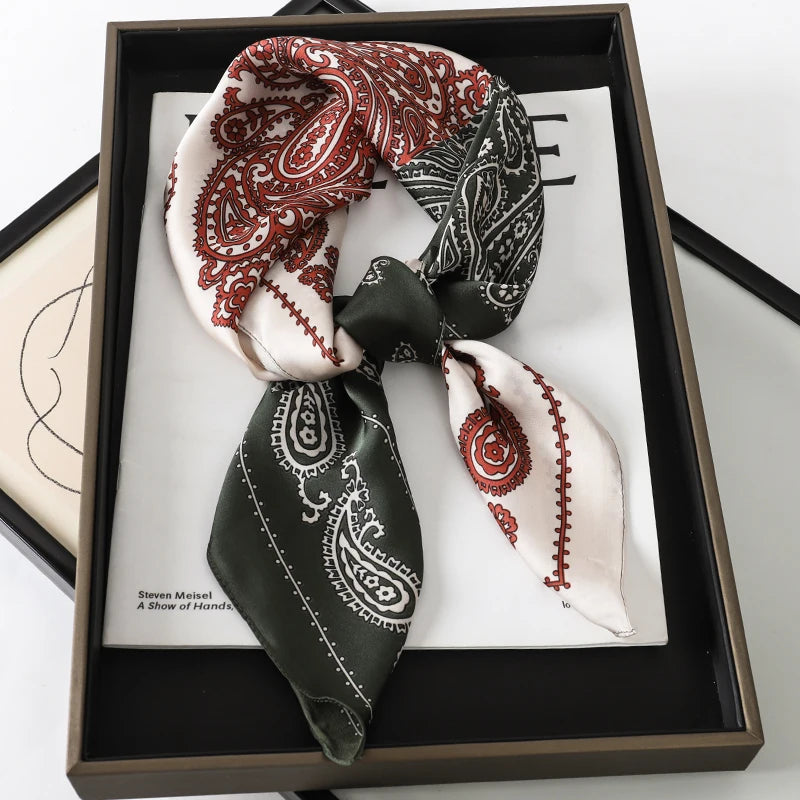 2025 New Fashion 70X70cmPrinted Women's Scarf Pashmina Silk Scarf Square Shawl Decorative Headband Neck Luxury Design Bandana - Color JNC065-04