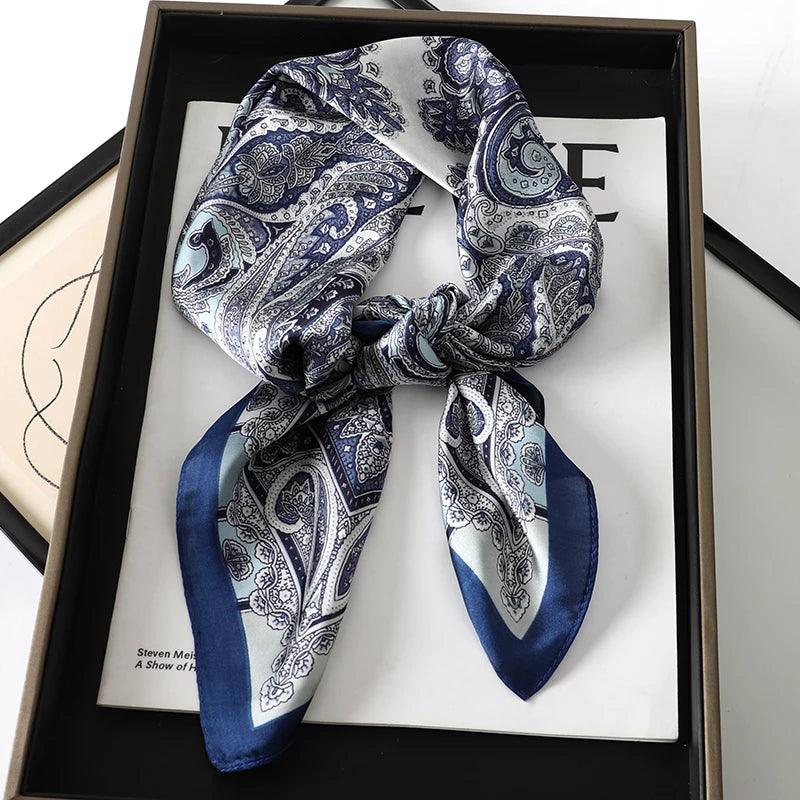 2025 New Fashion 70X70cmPrinted Women's Scarf Pashmina Silk Scarf Square Shawl Decorative Headband Neck Luxury Design Bandana - Color JNC053-02