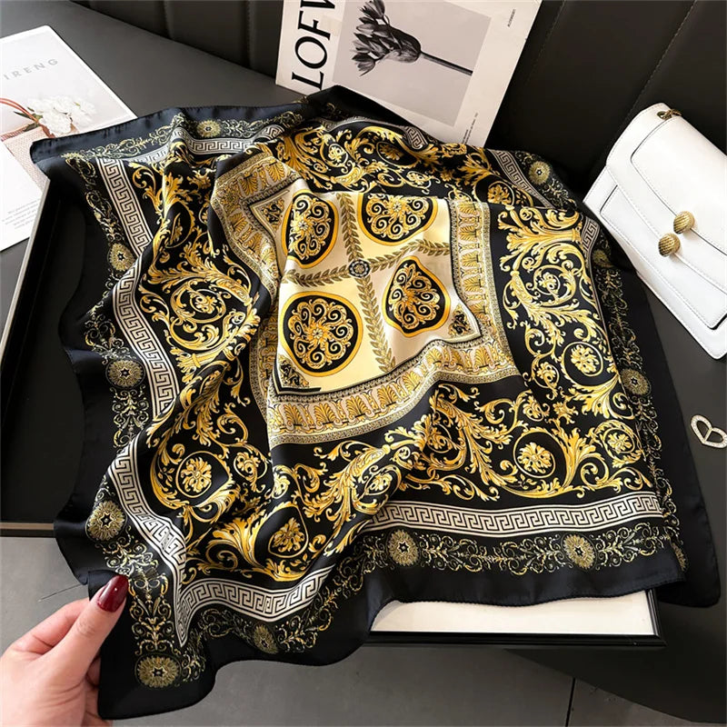 2025 New Fashion 70X70cmPrinted Women's Scarf Pashmina Silk Scarf Square Shawl Decorative Headband Neck Luxury Design Bandana - Color JNC694-05