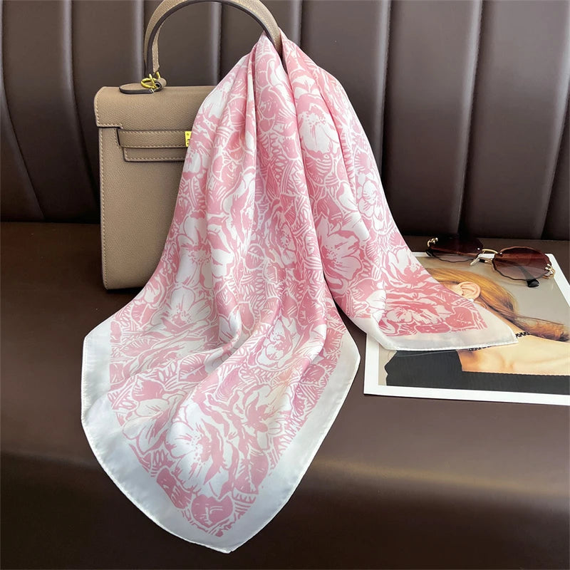 2025 New Fashion 70X70cmPrinted Women's Scarf Pashmina Silk Scarf Square Shawl Decorative Headband Neck Luxury Design Bandana - Color JNC1038-03