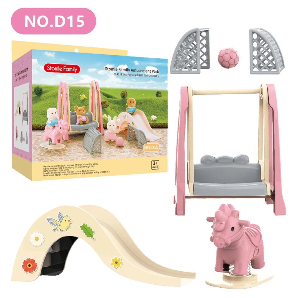1:12 Miniature Furniture Forest Family Kitchen Toy Dining Table Dollhouse Accessories Bathroom Pretend Play For Girl Gifts Toys - Color D15