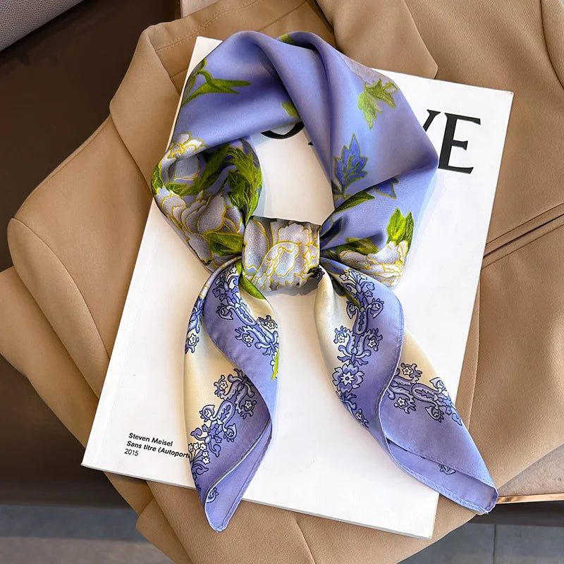 2025 New Fashion 70X70cmPrinted Women's Scarf Pashmina Silk Scarf Square Shawl Decorative Headband Neck Luxury Design Bandana - Color JNC507-01