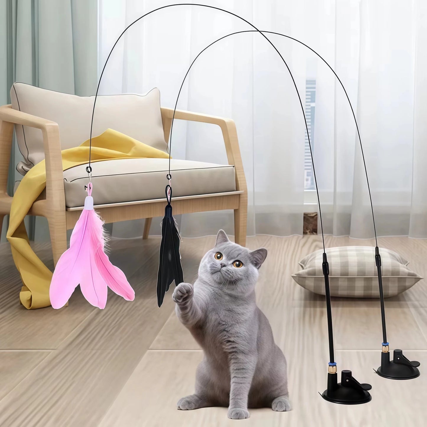 Pet Cat Toys Cute Funny Rainbow Strips Stick Cat Teaser Wand Pet Toys for Cats Interactive Toys Cat Supplies Pet Products