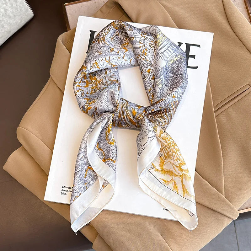 2025 New Fashion 70X70cmPrinted Women's Scarf Pashmina Silk Scarf Square Shawl Decorative Headband Neck Luxury Design Bandana - Color JNC511-01