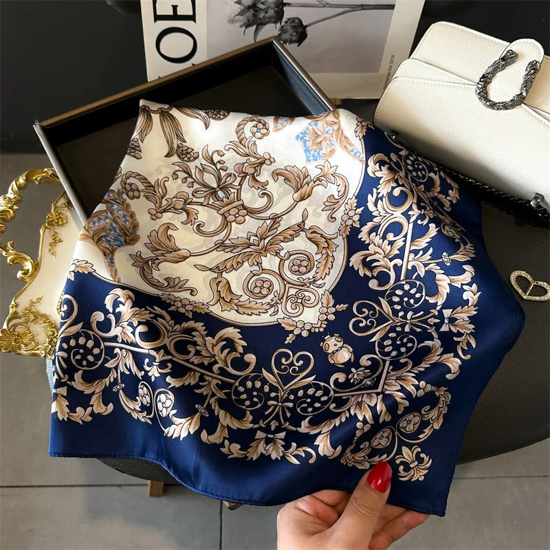 2025 New Fashion 70X70cmPrinted Women's Scarf Pashmina Silk Scarf Square Shawl Decorative Headband Neck Luxury Design Bandana - Color JNC375-02