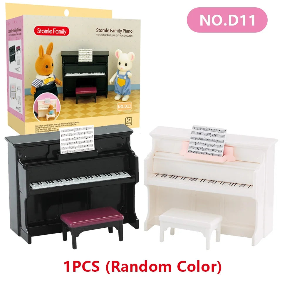 1:12 Miniature Furniture Forest Family Kitchen Toy Dining Table Dollhouse Accessories Bathroom Pretend Play For Girl Gifts Toys - Color D11