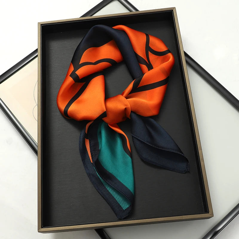 2025 New Fashion 70X70cmPrinted Women's Scarf Pashmina Silk Scarf Square Shawl Decorative Headband Neck Luxury Design Bandana - Color JNC015-02