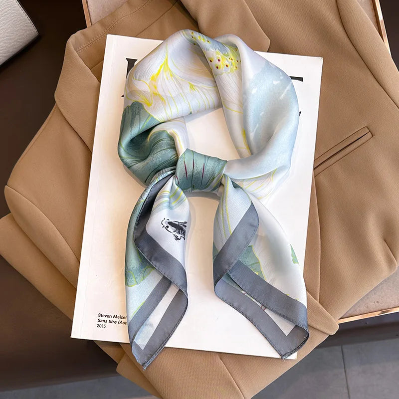 2025 New Fashion 70X70cmPrinted Women's Scarf Pashmina Silk Scarf Square Shawl Decorative Headband Neck Luxury Design Bandana - Color JNC496-01