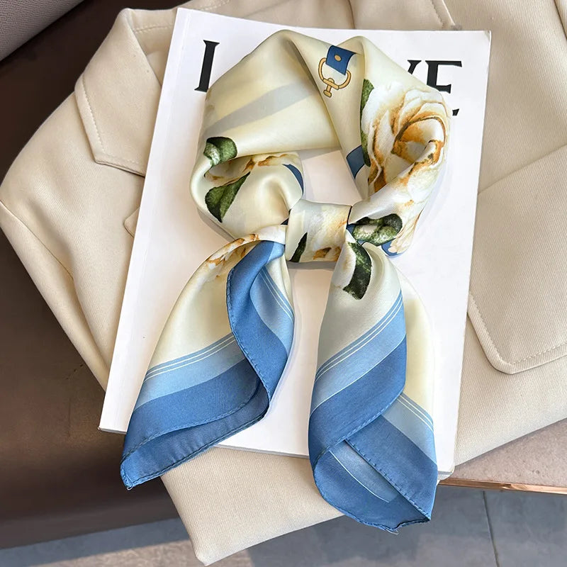 2025 New Fashion 70X70cmPrinted Women's Scarf Pashmina Silk Scarf Square Shawl Decorative Headband Neck Luxury Design Bandana - Color JNC292-02