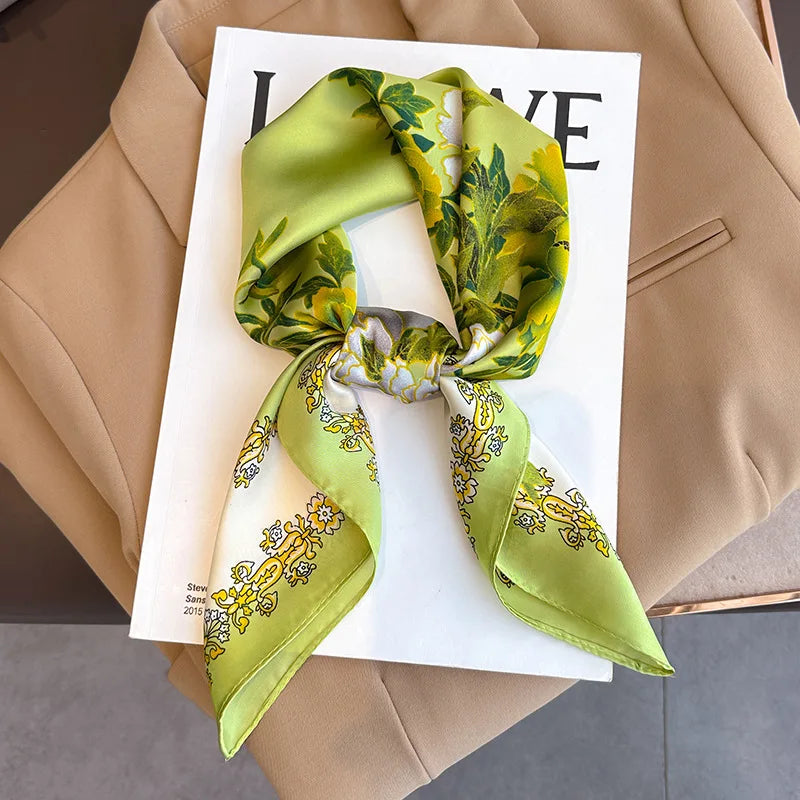 2025 New Fashion 70X70cmPrinted Women's Scarf Pashmina Silk Scarf Square Shawl Decorative Headband Neck Luxury Design Bandana - Color JNC507-02
