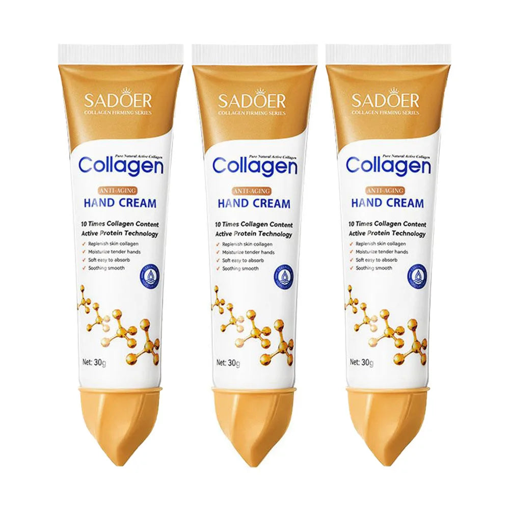 3pcs*30g Collagen Hand Cream Skin Soften Nourish Moisturizing Korean Skin Care Cracked Repair Products - Color 3PCS