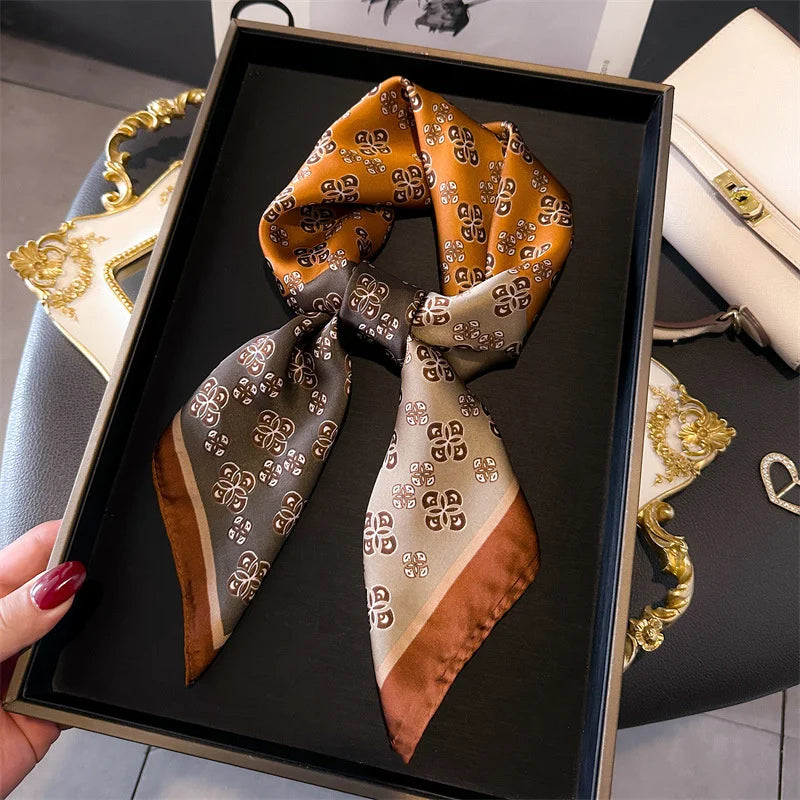 2025 New Fashion 70X70cmPrinted Women's Scarf Pashmina Silk Scarf Square Shawl Decorative Headband Neck Luxury Design Bandana - Color JNC543-02
