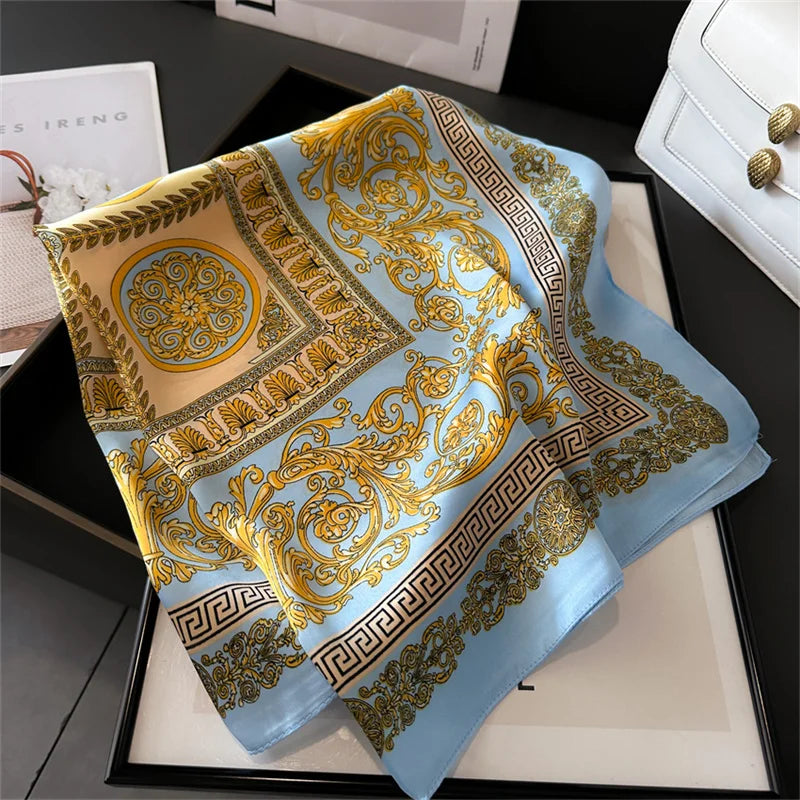 2025 New Fashion 70X70cmPrinted Women's Scarf Pashmina Silk Scarf Square Shawl Decorative Headband Neck Luxury Design Bandana - Color JNC694-03