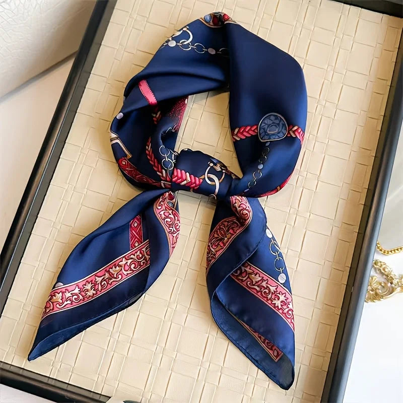 2025 New Fashion 70X70cmPrinted Women's Scarf Pashmina Silk Scarf Square Shawl Decorative Headband Neck Luxury Design Bandana - Color JNC745-02