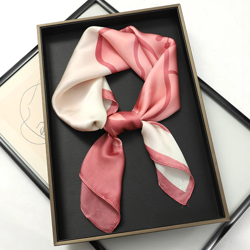 2025 New Fashion 70X70cmPrinted Women's Scarf Pashmina Silk Scarf Square Shawl Decorative Headband Neck Luxury Design Bandana - Color JNC015-03