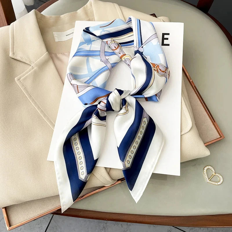 2025 New Fashion 70X70cmPrinted Women's Scarf Pashmina Silk Scarf Square Shawl Decorative Headband Neck Luxury Design Bandana - Color JNC421-02