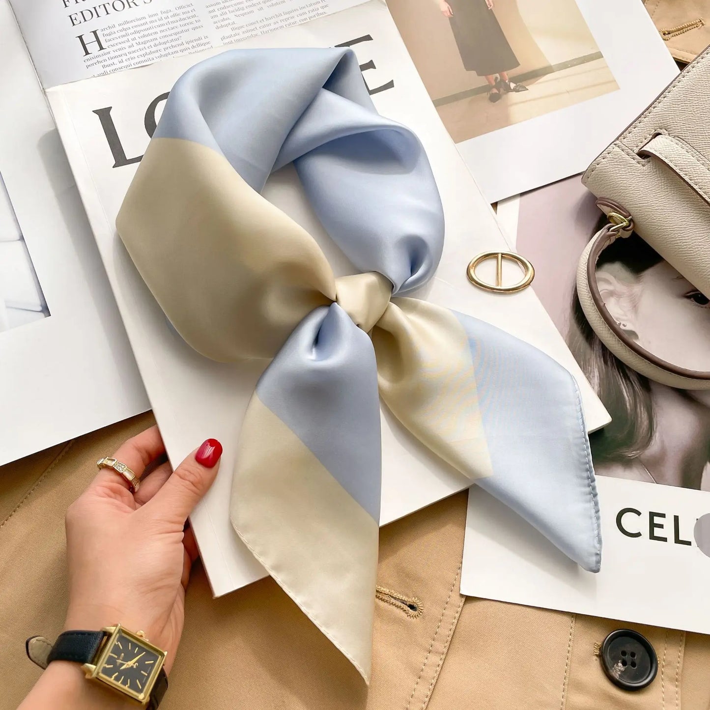 2025 New Fashion 70X70cmPrinted Women's Scarf Pashmina Silk Scarf Square Shawl Decorative Headband Neck Luxury Design Bandana - Color JNC518-02