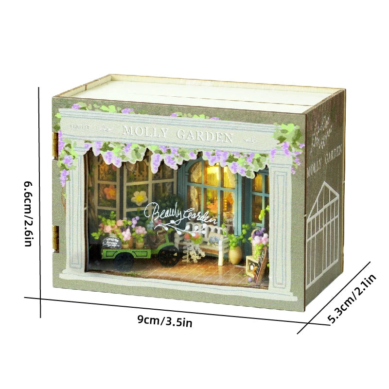 DIY Miniature Doll House 3D Puzzle Small House Assembly Building Model Kit Toys Home With Furniture Lighting Wooden Crafts Gifts - Color MINI-112 no cover