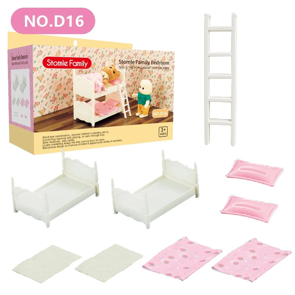 1:12 Miniature Furniture Forest Family Kitchen Toy Dining Table Dollhouse Accessories Bathroom Pretend Play For Girl Gifts Toys - Color D16