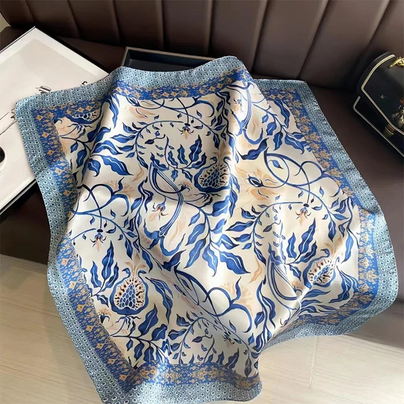 2025 New Fashion 70X70cmPrinted Women's Scarf Pashmina Silk Scarf Square Shawl Decorative Headband Neck Luxury Design Bandana - Color JNC133-01
