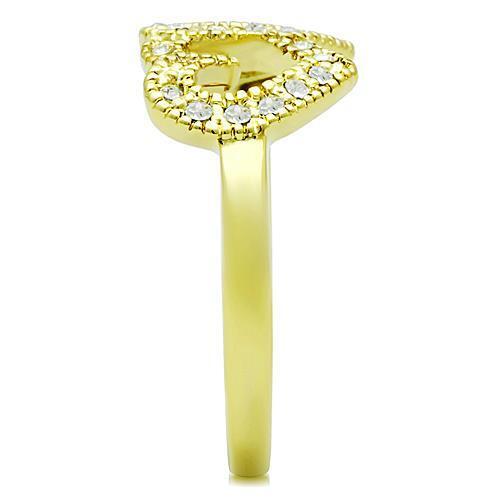 TK1398 - IP Gold(Ion Plating) Stainless Steel Ring with Top Grade Crystal in Clear