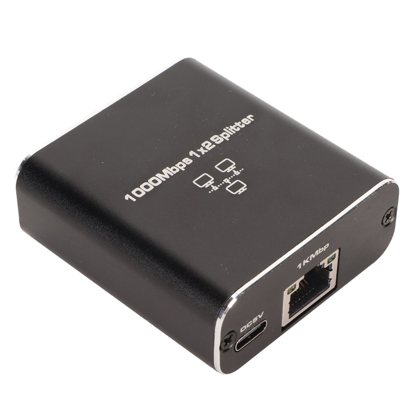 Ethernet Splitter RJ45 Network Port 1 to 2 Port Aluminum Alloy Gigabit Network Switch 1000Mbps